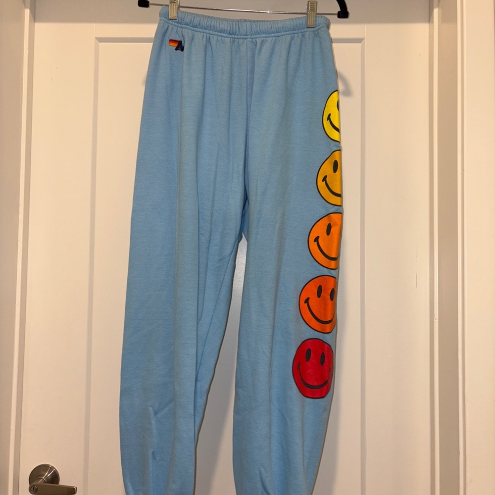 Aviator Nation Blue Smiley Sweatpants